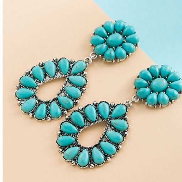 NWT Turquoise Squash Blossom Earrings - Picture 2 of 4